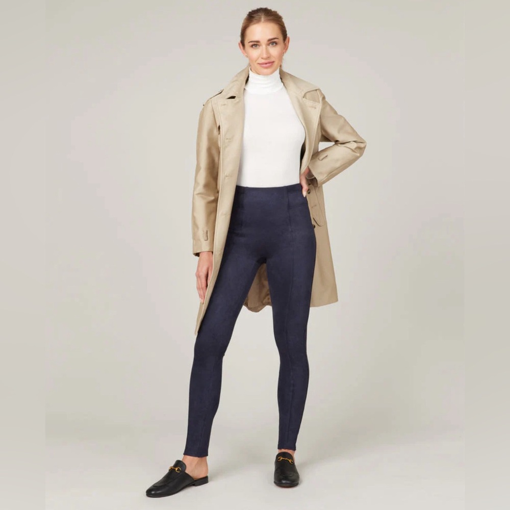 SPANX Faux Suede Leggings Classic Navy large tall NWT